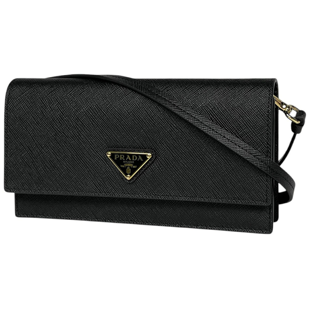 Prada Bag Shoulder Plate Saffiano Leather Nero Black